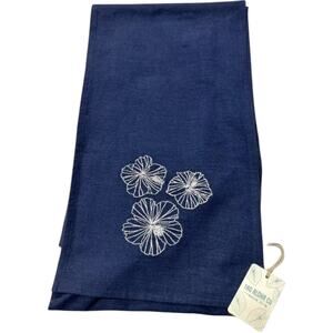 Tag Aloha Co. Women's The Hibiscus Embroidered Scarf DD7 Navy Blue One Size NWT